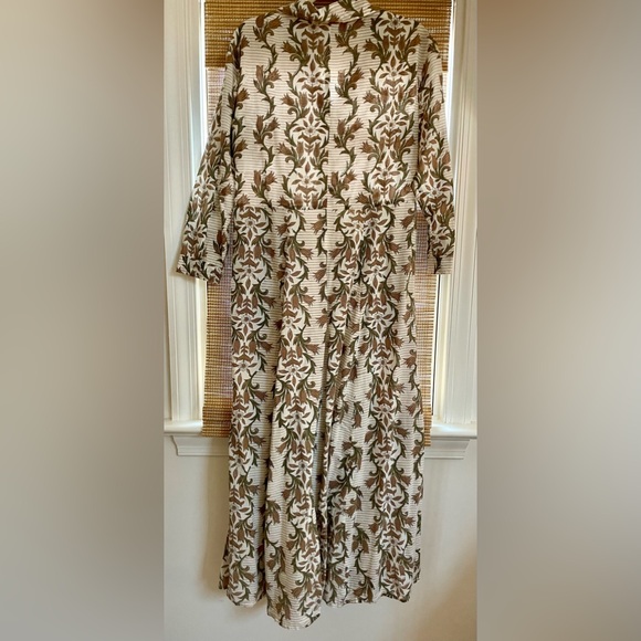 JULIA AMORY Sz L Large Coco Jardin Brown
Green floral button down Shirt Dress - Picture 3 of 7